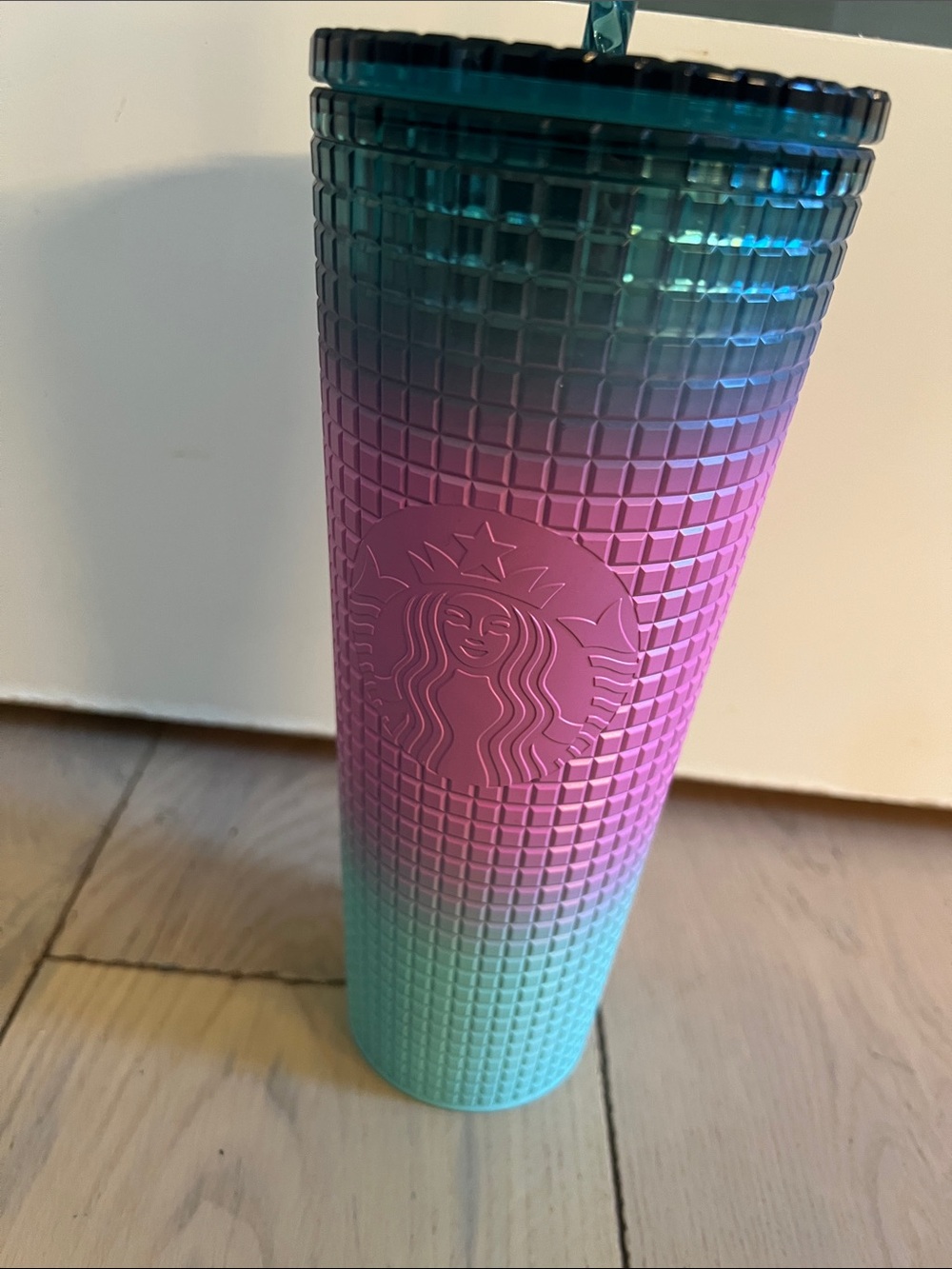 Starbucks Pink to Teal Ombre Studded Tumbler